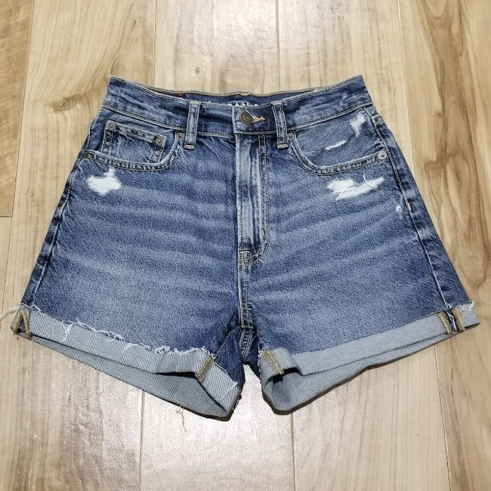 American Eagle Distressed Highest Rise 90s Boyfriend Denim Shorts 00 Womens 25x3